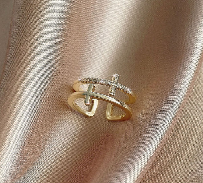 Copper Inlaid Zircon Ring
