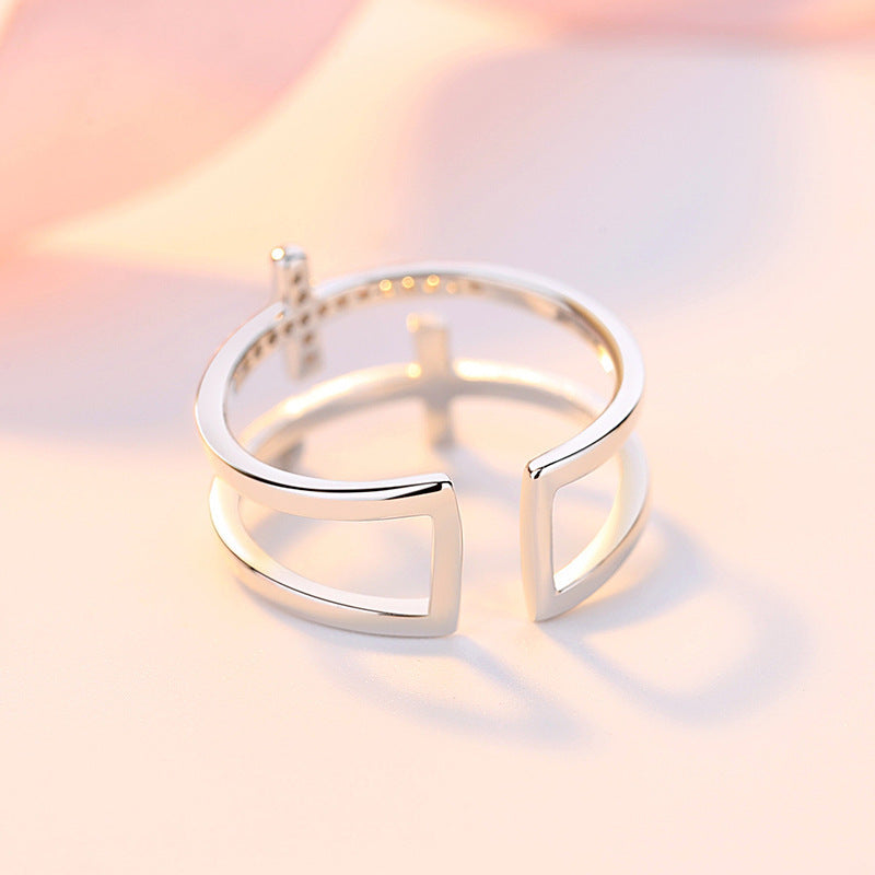 Copper Inlaid Zircon Ring