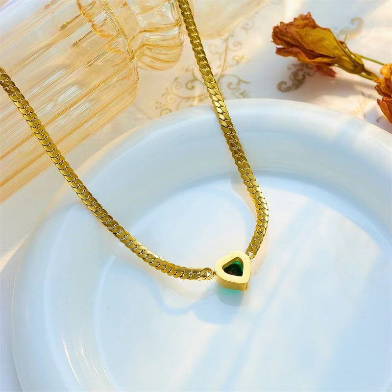 Green Heart Zircon Necklace