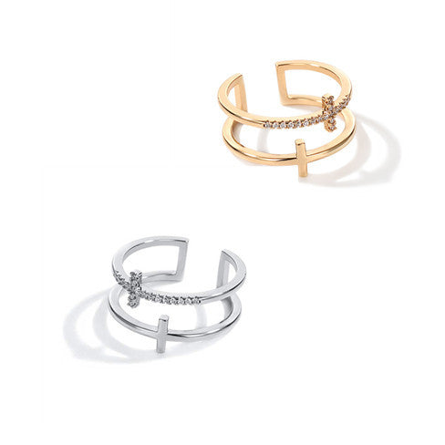 Copper Inlaid Zircon Ring