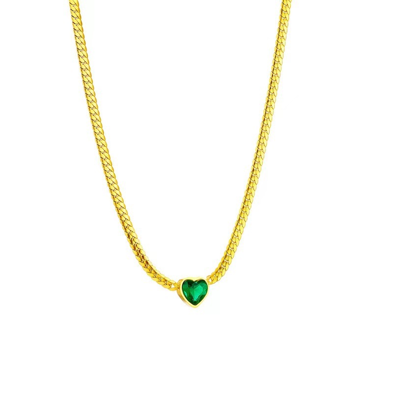 Green Heart Zircon Necklace