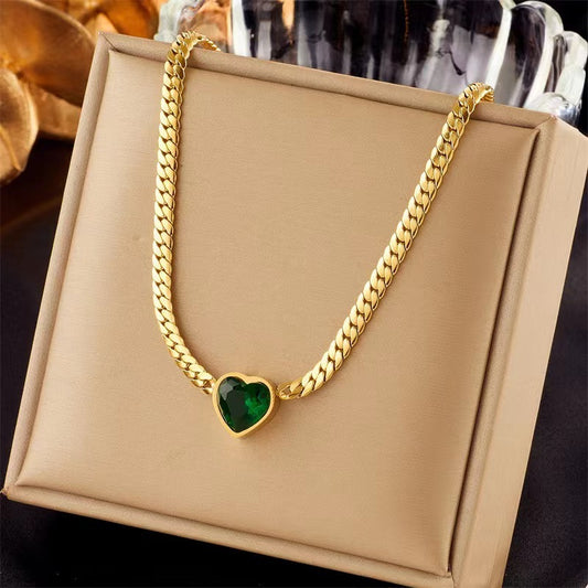 Green Heart Zircon Necklace