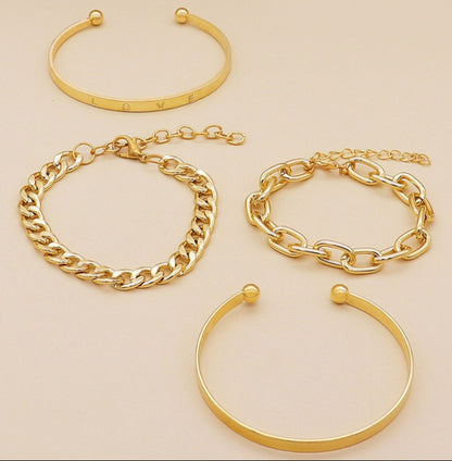 C-shaped Hollow Chain Bracelet Set
