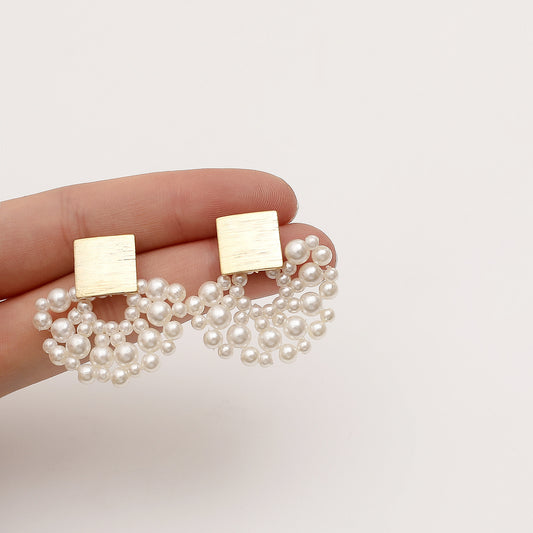 Scalloped Pearl Stud Earrings
