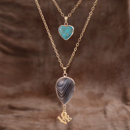 Moonstone Pendant Double Chain Necklace