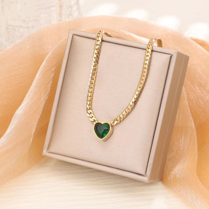 Green Heart Zircon Necklace