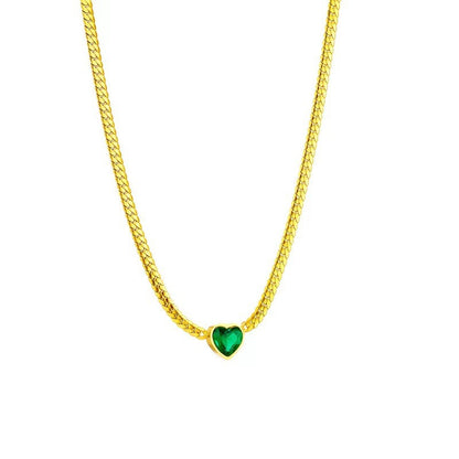 Green Heart Zircon Necklace